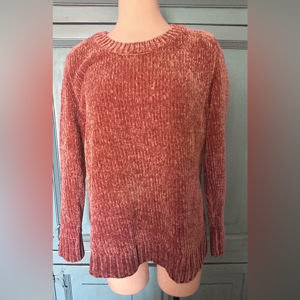 Orvis Orange Cowl Neck Sweater with Chunky Knit